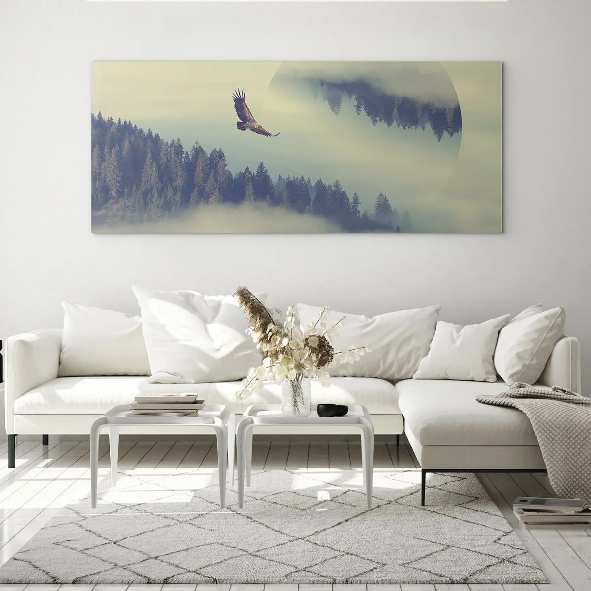 Quadro em vidro - Eu vi a sombra de uma águia - 140x50 cm