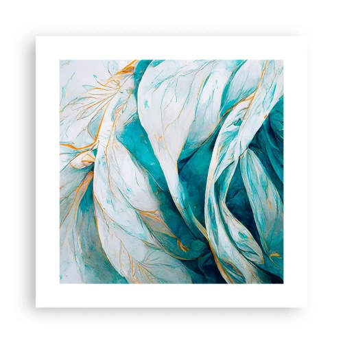 Pôster - Abstração azul com lema dourado - 40x40 cm