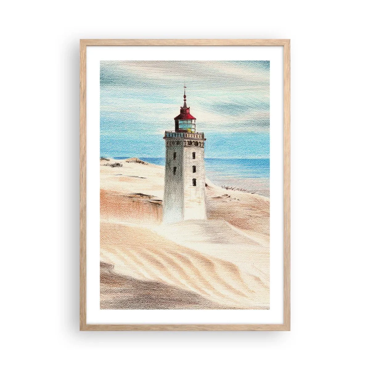 Pôster com moldura de carvalho claro - Sempre a olhar para o mar - 50x70 cm