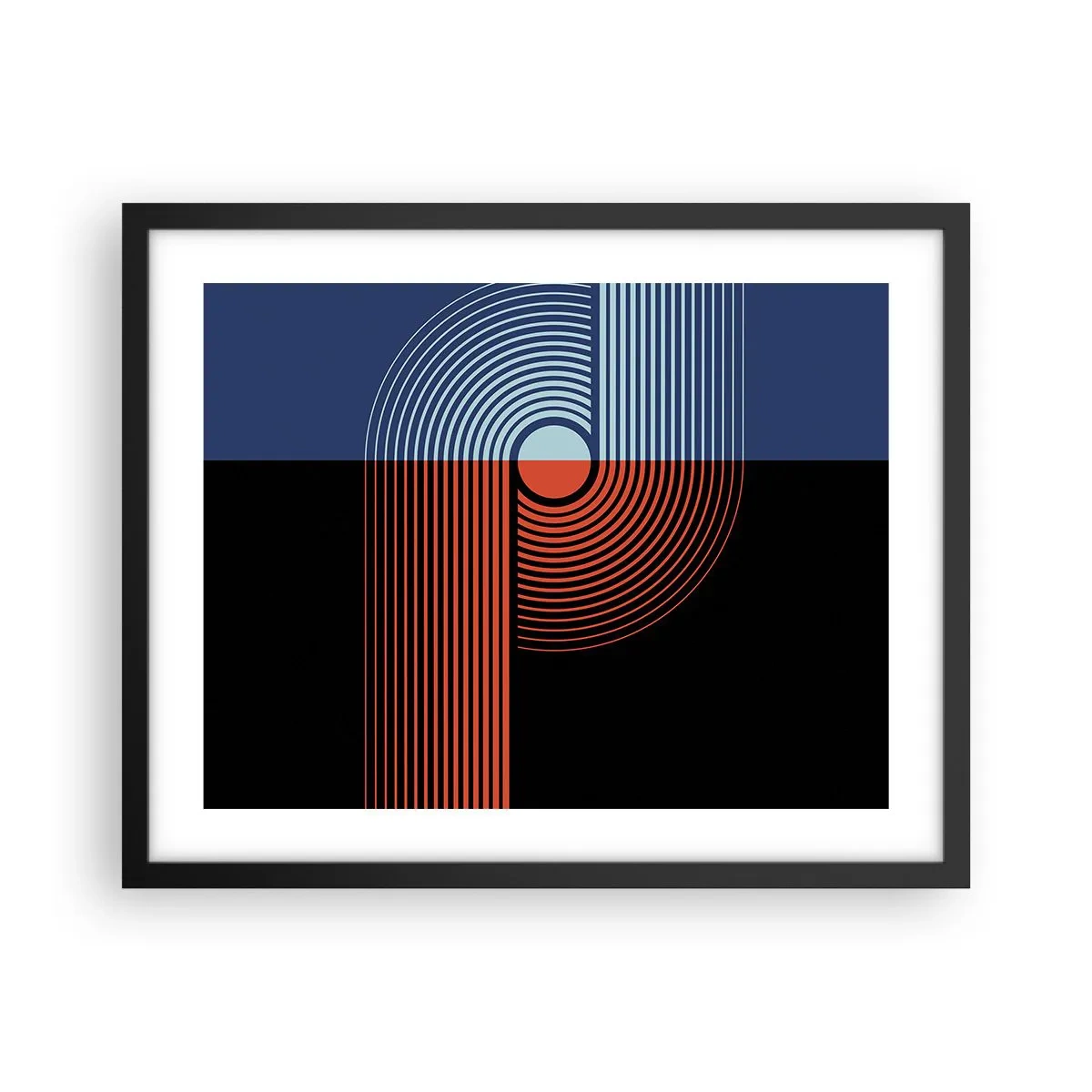 Pôster com moldura preta - Num abraço geométrico - 50x40 cm