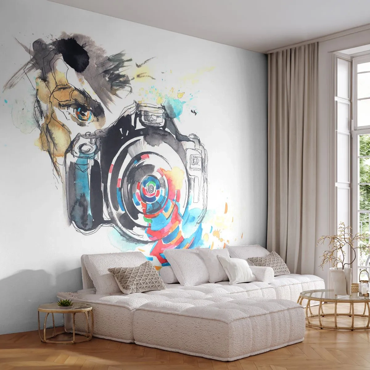 Papel de Parede Premium Canvas - No olho da lente - Abstração, Câmera, Fotógrafo - 200x140 cm