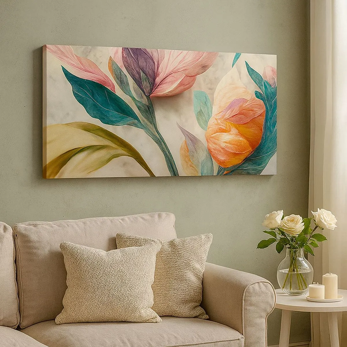 Quadro em tela - Flores das ilhas do sul - 100x40 cm