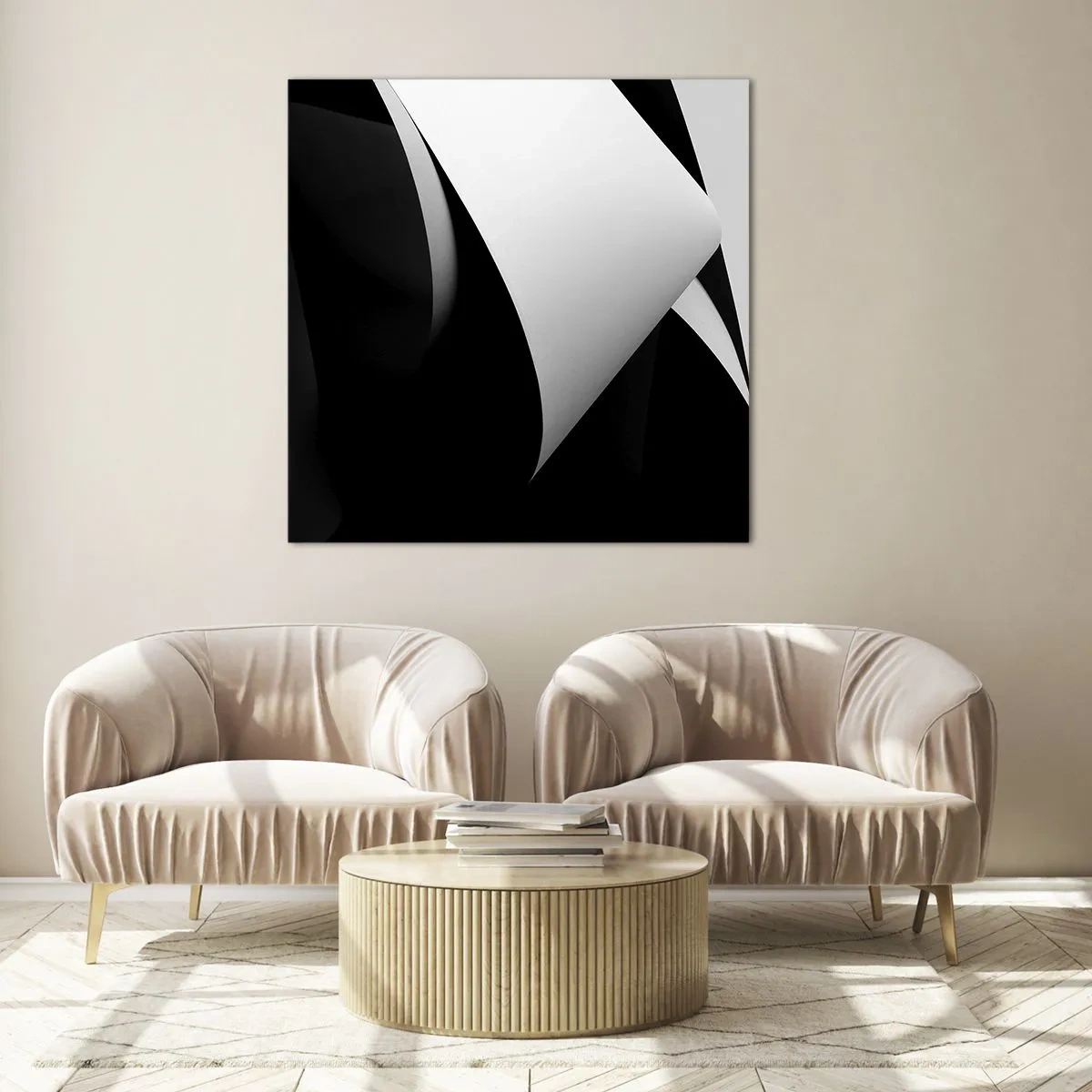 Quadro em vidro - Planos de luz das profundezas da sombra - 40x40 cm