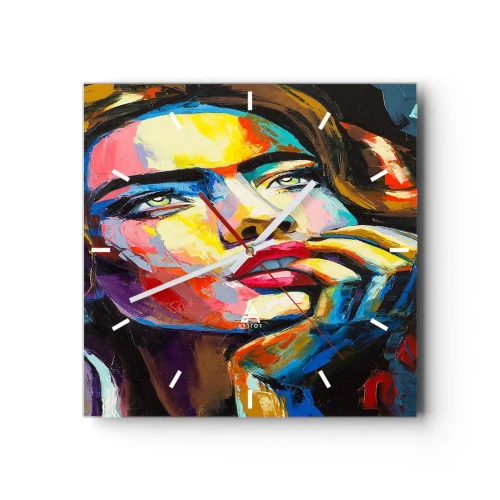 Relógio de parede - Relógio em vidro - Sonhos como pássaros voando no céu - 30x30 cm