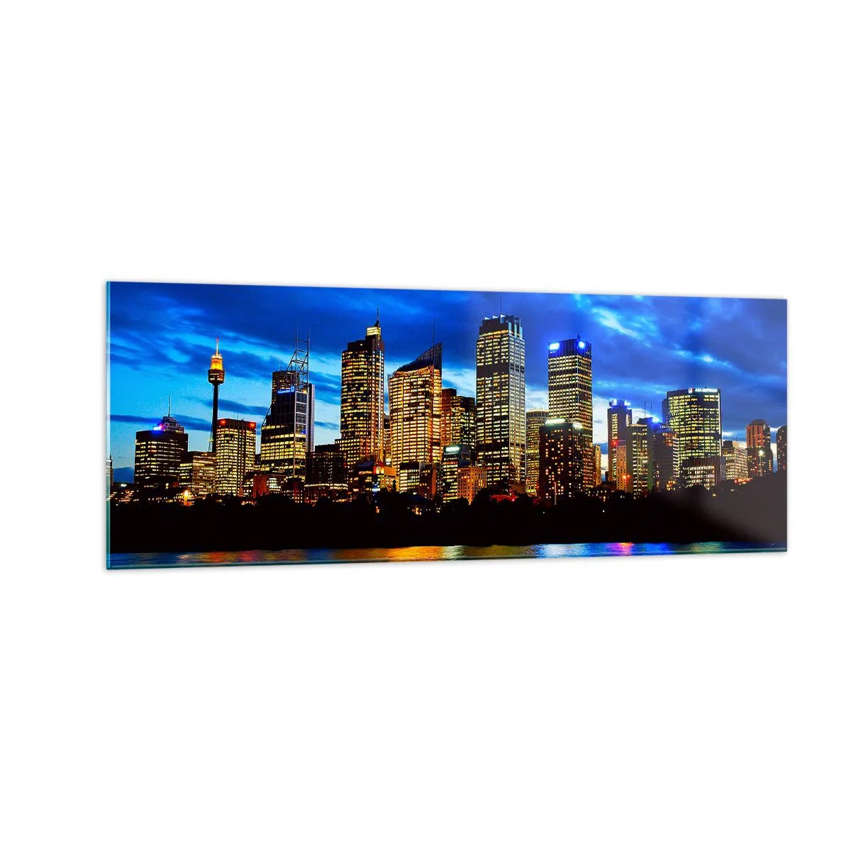 Quadro em vidro - Uma noite de luzes e cores - 140x50 cm