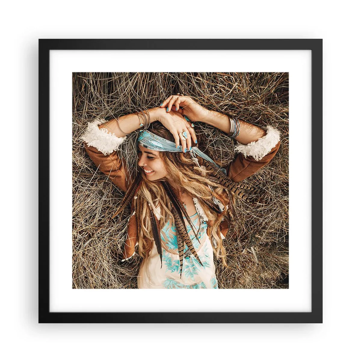 Pôster com moldura preta - A caminho do verão do amor - 40x40 cm