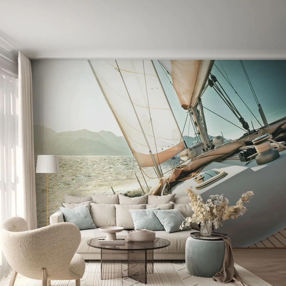 Papel de Parede Premium Canvas - Sob a vela - Iate, navegação, Mar - 250x175 cm