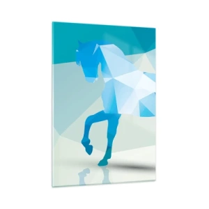 Quadro em vidro - Cavalo geométrico em turquesa - 50x70 cm
