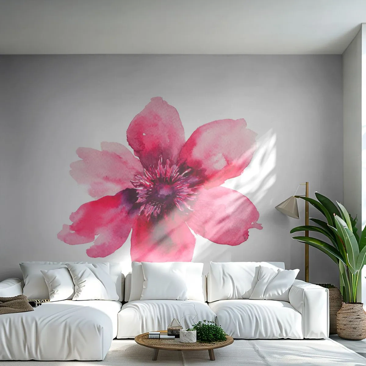 Papel de Parede Premium Canvas - Beijo carmim perfumado - Flor, Aquarelas, Gráficos - 250x175 cm