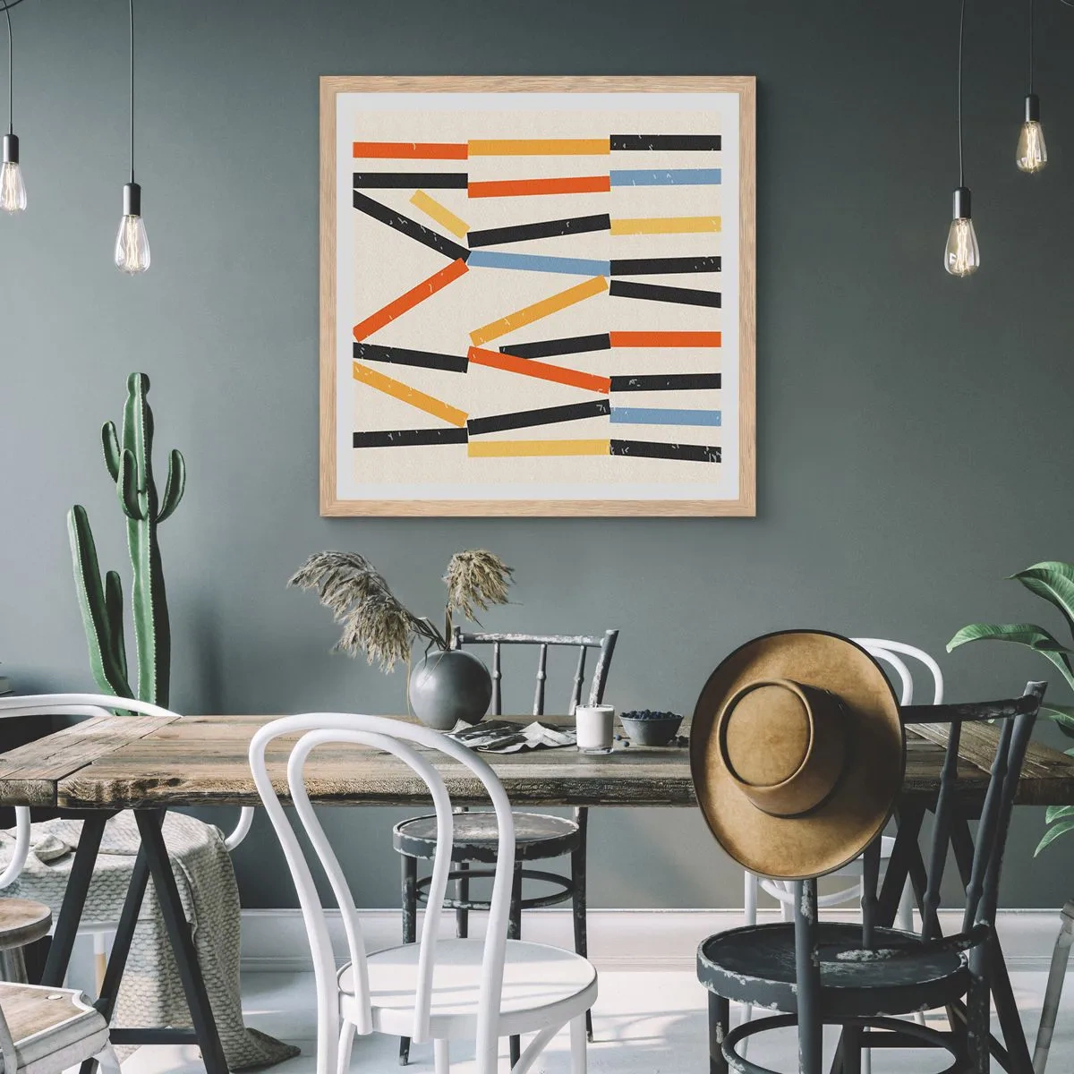 Pôster com moldura de carvalho claro - Composição ao nível - 60x60 cm