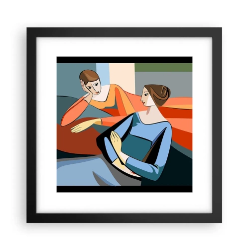 Pôster com moldura preta - Um momento de confiança - 30x30 cm