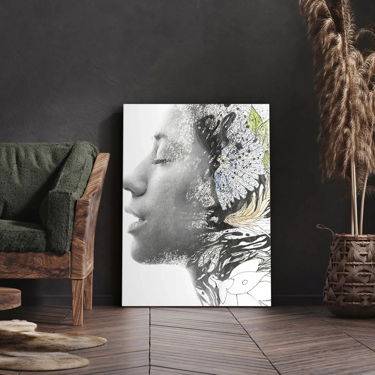 Quadro em tela - Imersa na natureza - 45x80 cm