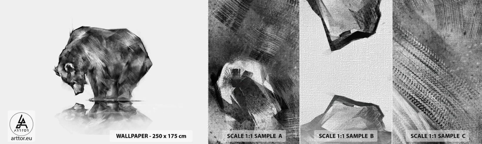 Amostra de papel de parede Premium Canvas - É bom ver alguém próximo - Abstração, Urso polar, Natureza - 100x30 cm