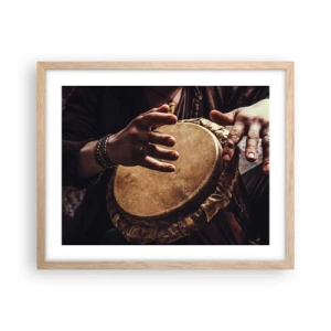 Pôster com moldura de carvalho claro - No ritmo do coração - 50x40 cm