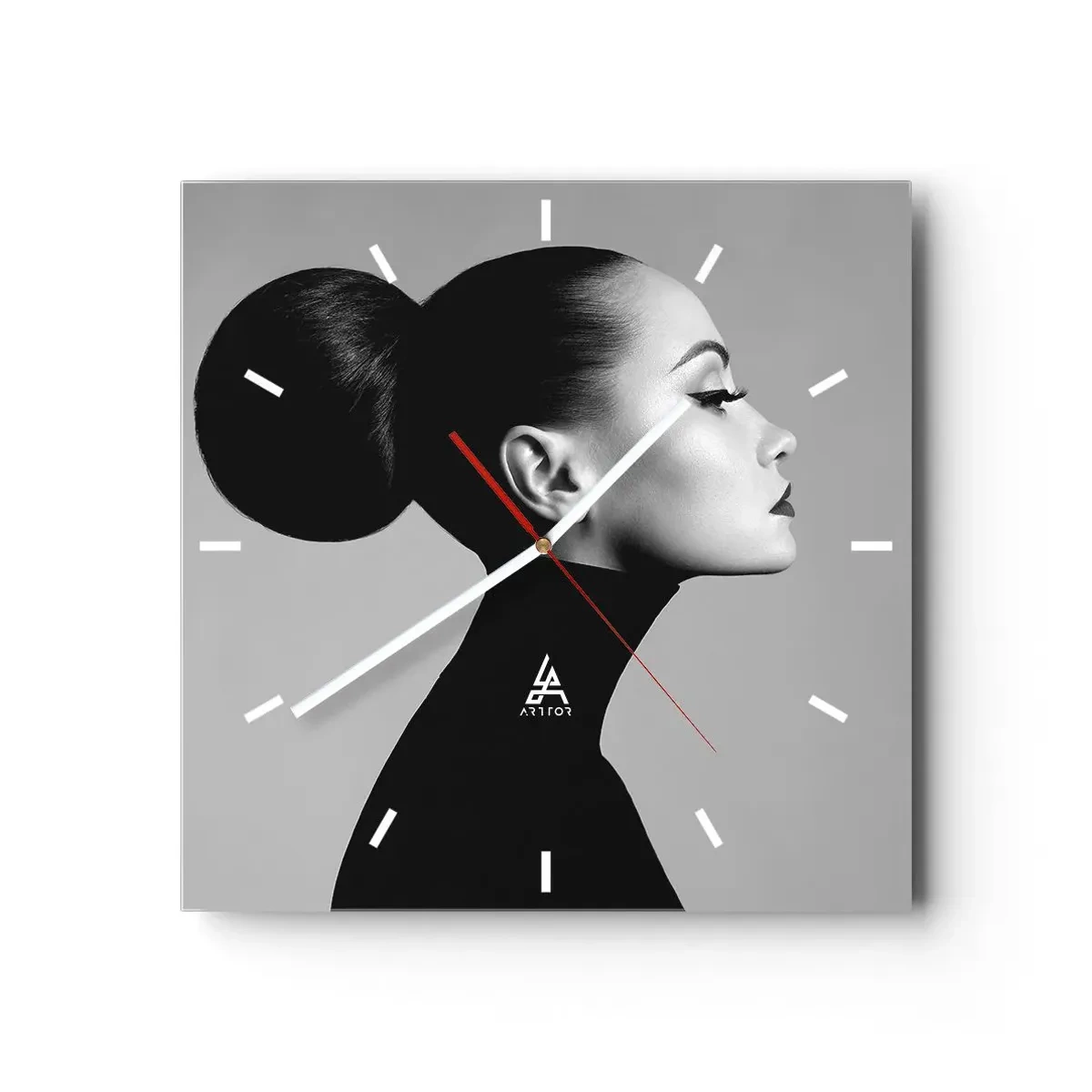 Relógio de parede - Relógio em vidro - Nefertiti moderna - 30x30 cm