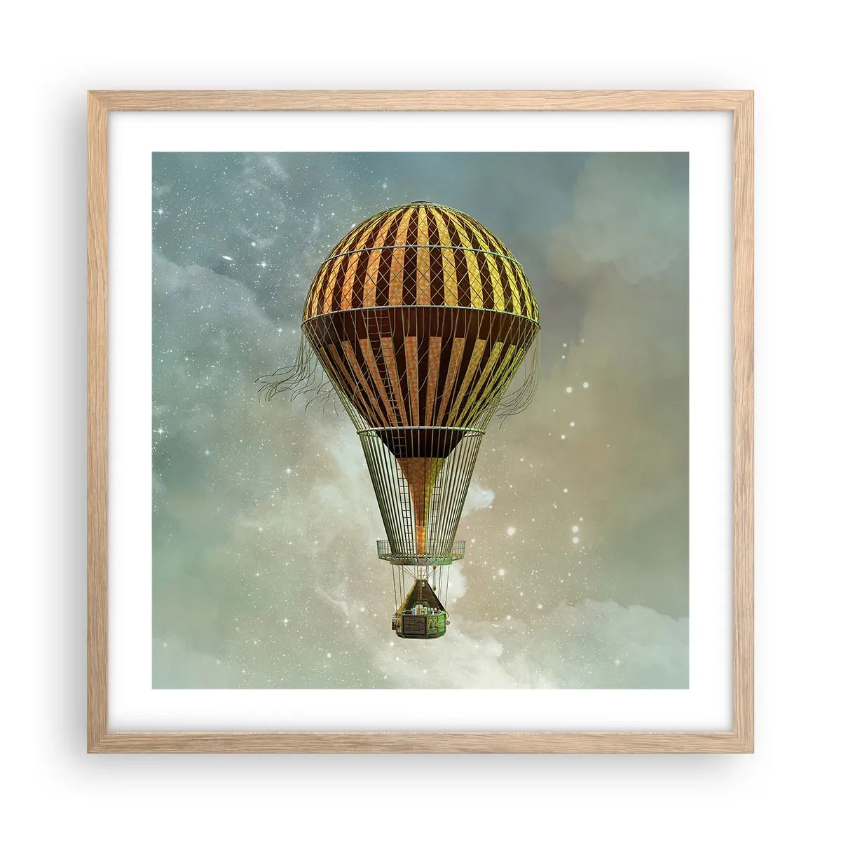 Pôster com moldura de carvalho claro - Voos pioneiros - 50x50 cm