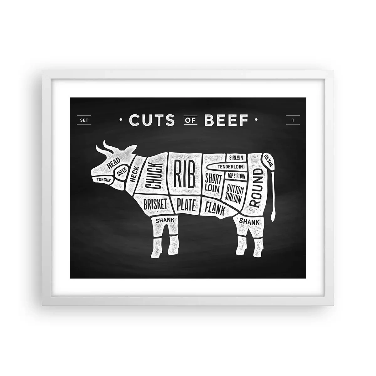 Pôster em moldura branca - Cartilha do talhante - 50x40 cm