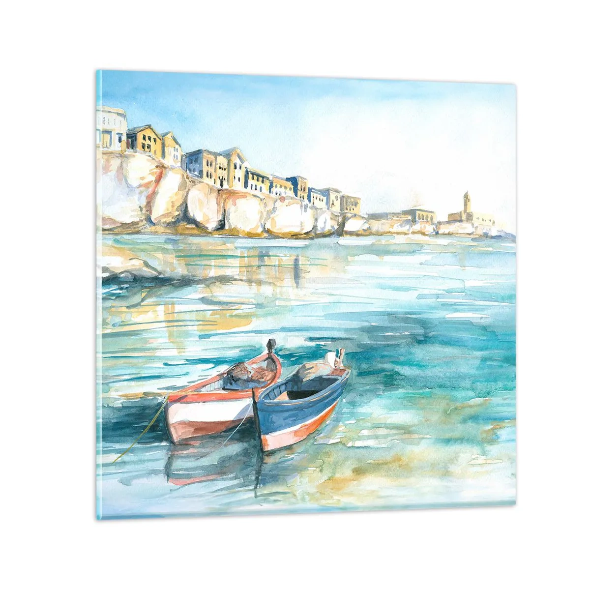 Quadro em vidro - Paisagem em azul - 70x70 cm