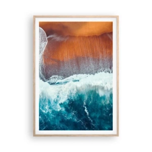 Pôster com moldura de carvalho claro - Toque do oceano - 70x100 cm