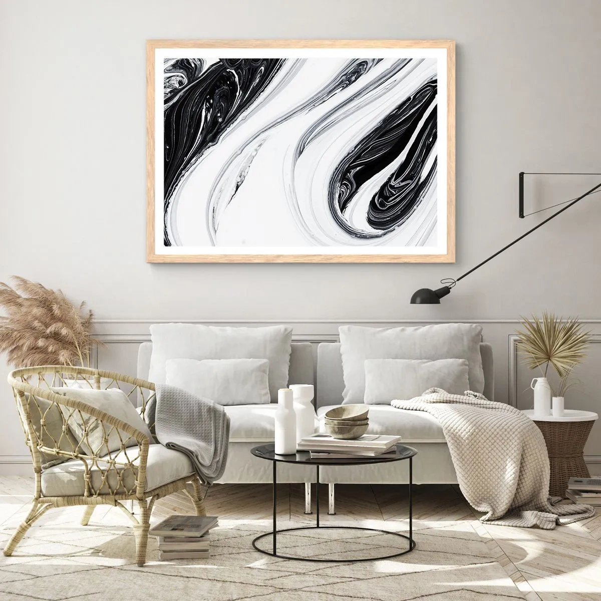 Pôster com moldura de carvalho claro - Uma combinação de opostos - 70x50 cm