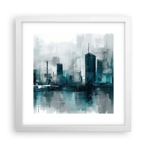 Pôster em moldura branca - Uma cidade da cor da chuva - 30x30 cm