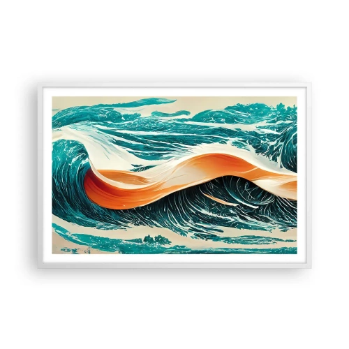 Pôster em moldura branca - O sonho de um surfista - 91x61 cm