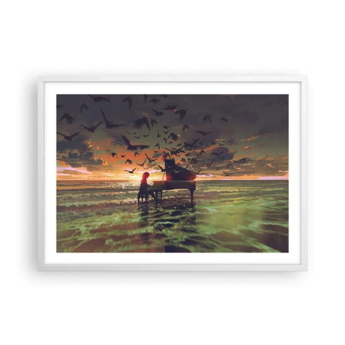 Pôster em moldura branca - Um concerto de piano e ondas - 70x50 cm