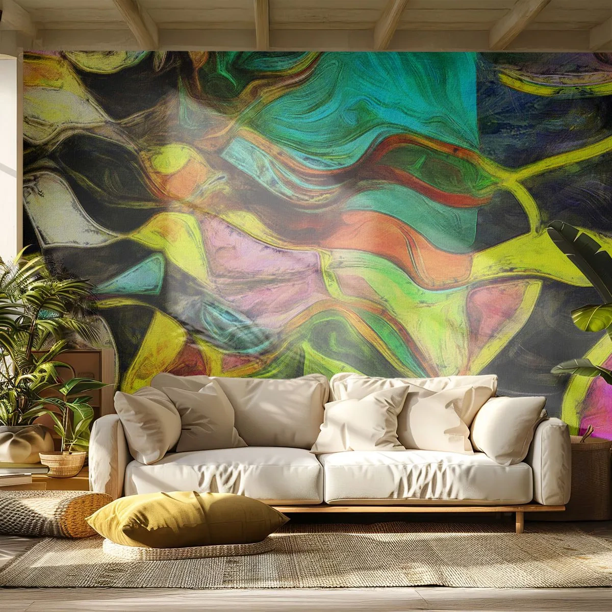 Papel de Parede Premium Canvas - O movimento é vida - Abstração, Pedaço, Pintura - 250x175 cm