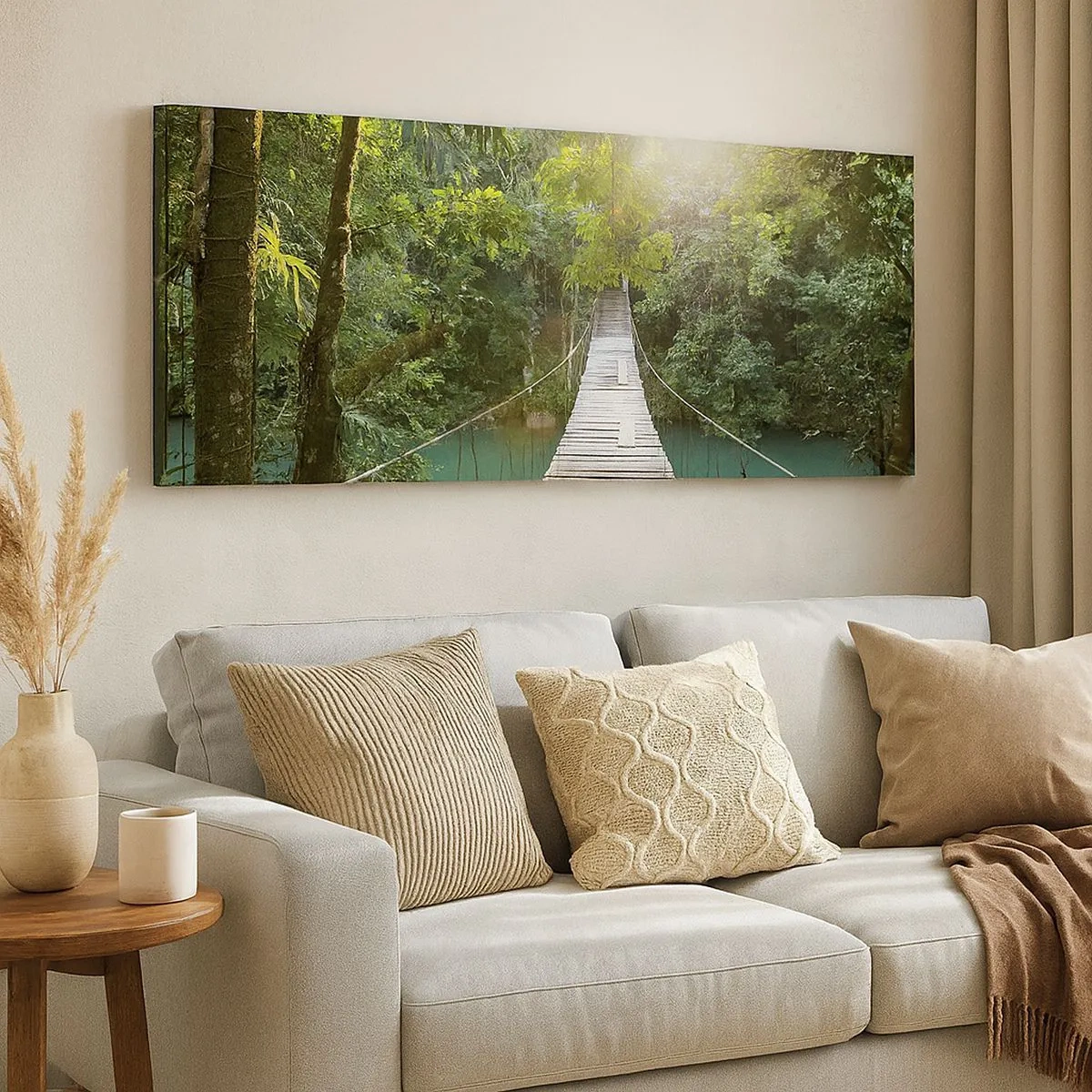 Quadro em tela - Da água azul para a floresta azul - 100x40 cm