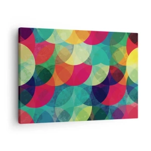 Quadro em tela - Padrões geométricos coloridos compostos por círculos e semicírculos - 70x50cm - Ascensão às cores - Decoração de parede moderna para a sala de estar e quarto ARTTOR