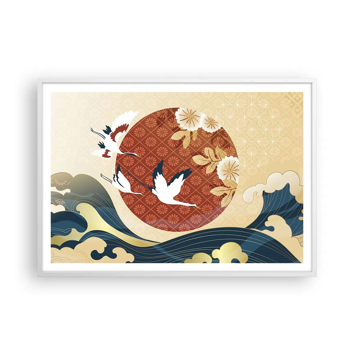 Pôster em moldura branca - Conto de fadas japonês - 100x70 cm