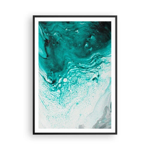 Pôster com moldura preta - Derreter a branco e turquesa - 70x100 cm