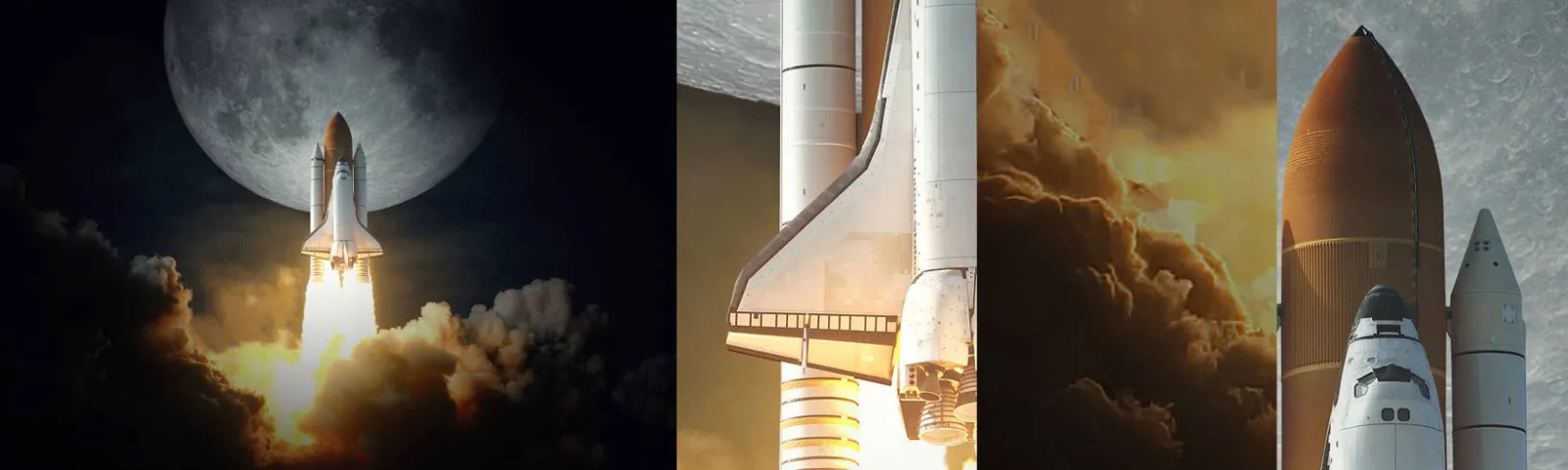 Amostra de Papel de Parede Standard Eco - O início de uma aventura sobrenatural - Lua, Um foguete espacial, NASA - 100x30 cm