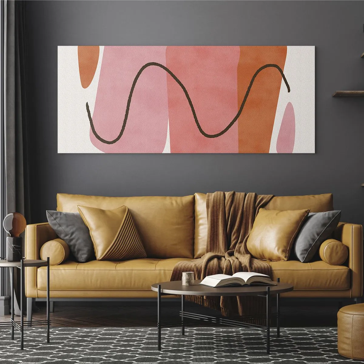 Quadro em vidro - Movimento suave de formas - 100x40 cm