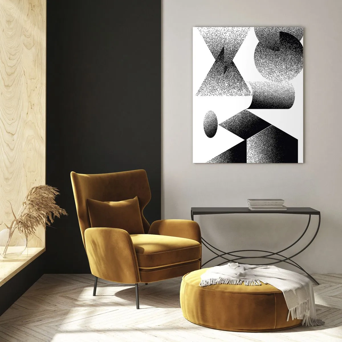 Quadro em vidro - Ângulos e ovais - 50x70 cm