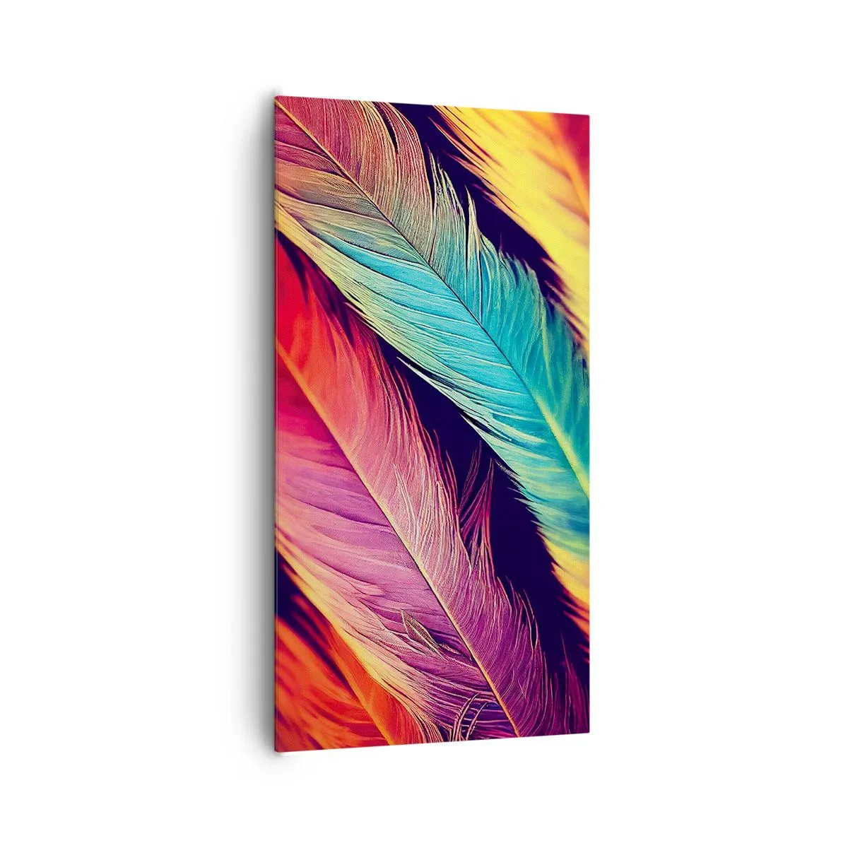 Quadro em tela - Arco-íris emplumado - 65x120 cm