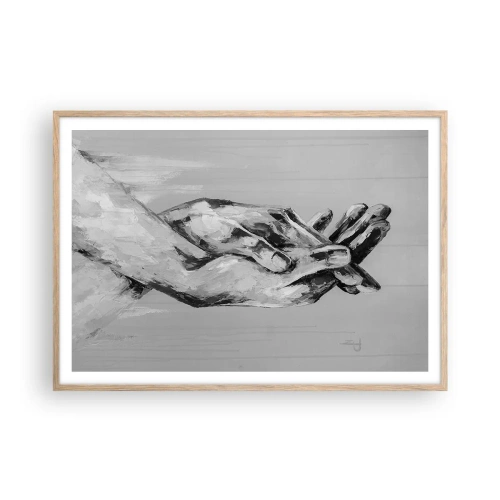 Pôster com moldura de carvalho claro - Início... - 100x70 cm