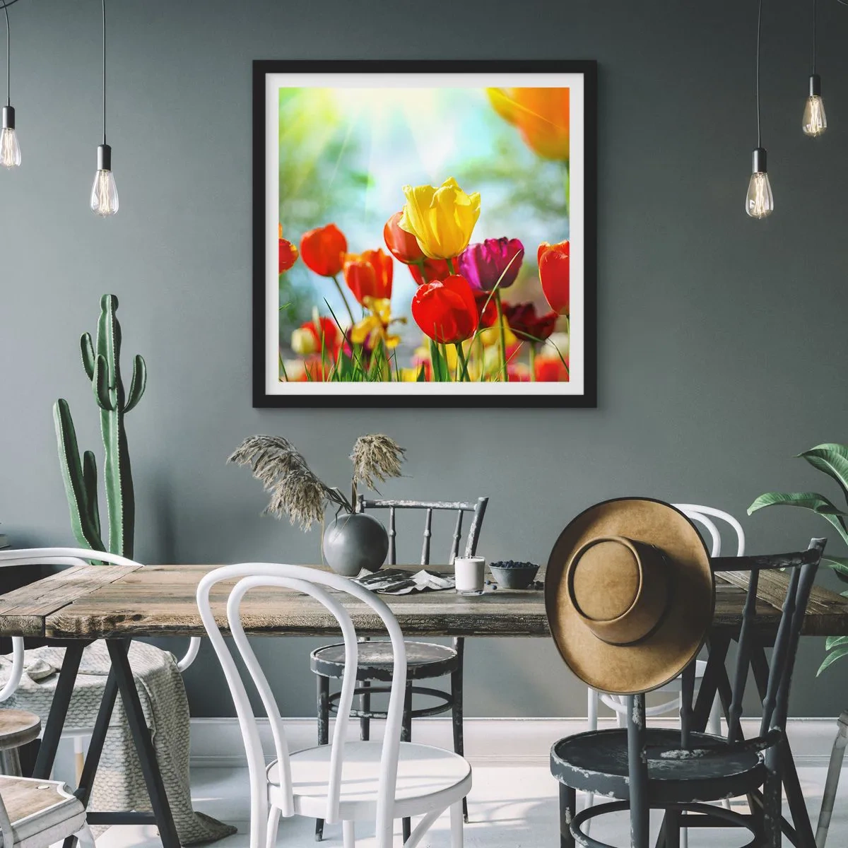 Pôster com moldura preta - Todas as cores do sol - 40x40 cm