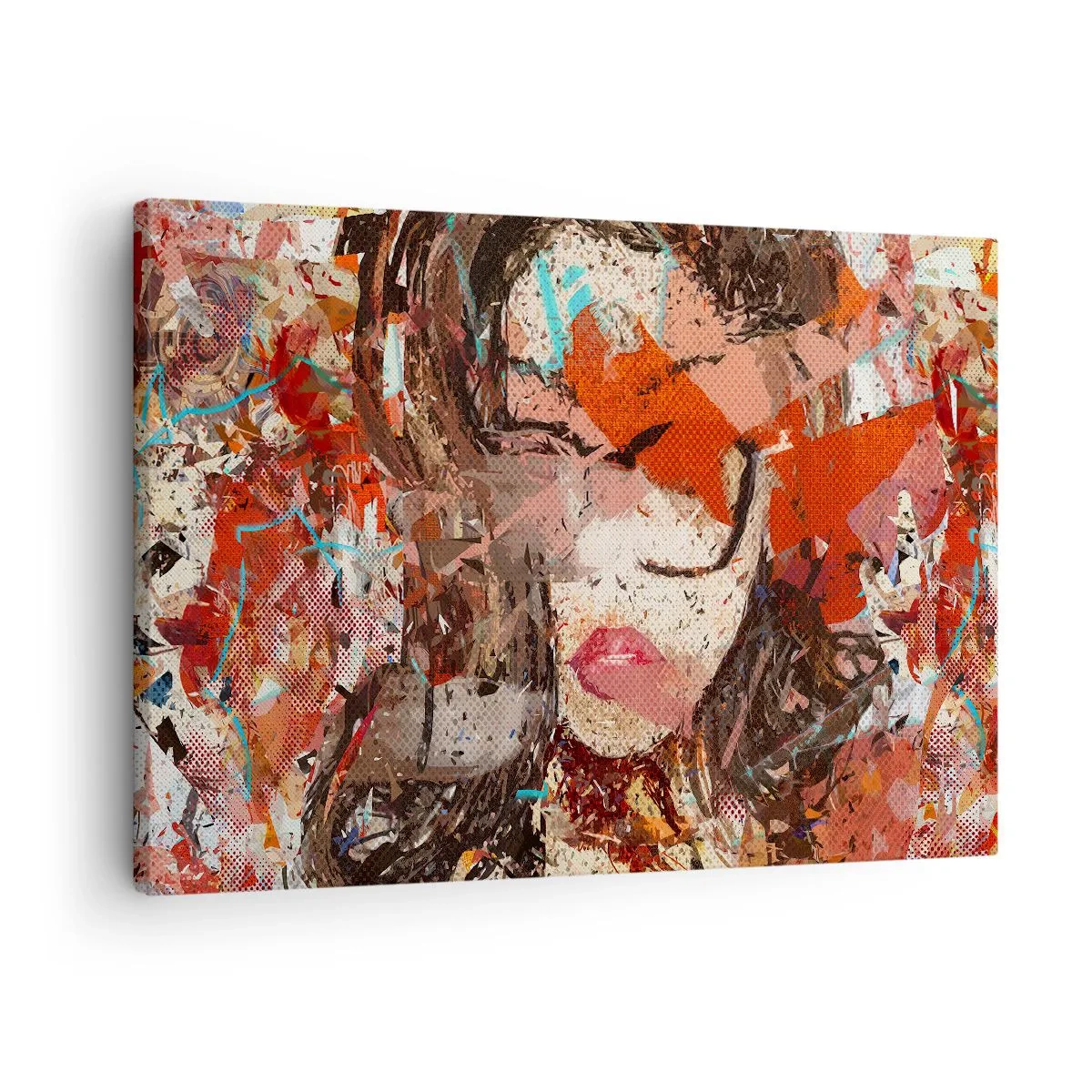 Quadro em tela - Retrato abstrato de uma mulher em cores intensas - 70x50cm - Ninguém realmente me conhece - Decoração de parede moderna para a sala de estar e quarto ARTTOR