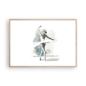Pôster com moldura de carvalho claro - Encantada num cisne - 100x70 cm