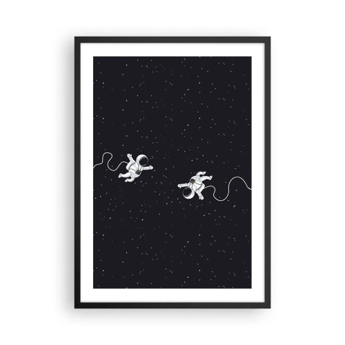 Pôster com moldura preta - Dois astronautas flutuando no espaço - 50x70cm - Emaranhado Cósmico - Decoração de parede moderna para a sala de estar e quarto ARTTOR