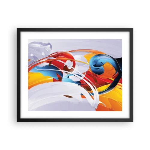 Pôster com moldura preta - A dança dos elementos da natureza - 50x40 cm