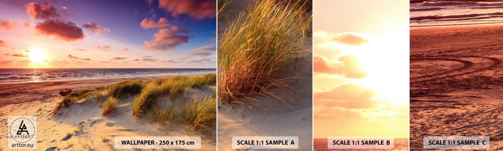 Amostra de papel de parede autocolante Deluxe Sticker - Ar com cheiro de verão - Paisagem, Praia, Duna - 100x30 cm
