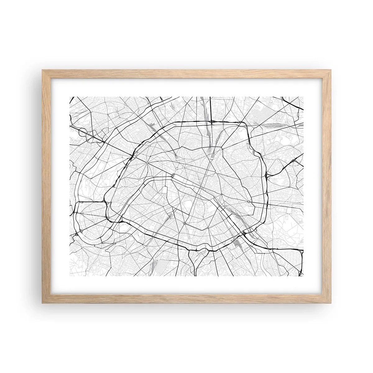 Pôster com moldura de carvalho claro - Flor de Paris - 50x40 cm