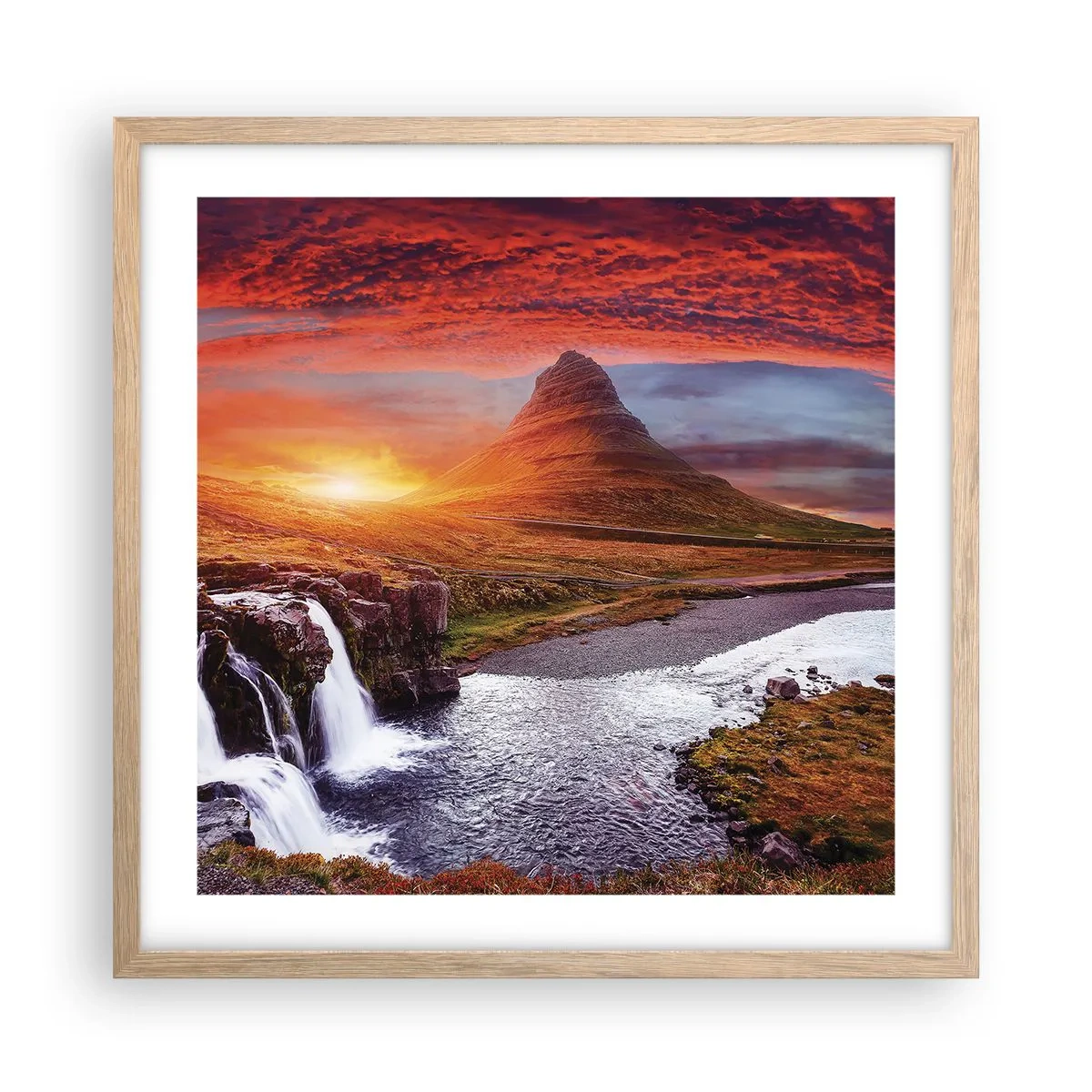 Pôster com moldura de carvalho claro - A vista da Terra Média - 50x50 cm