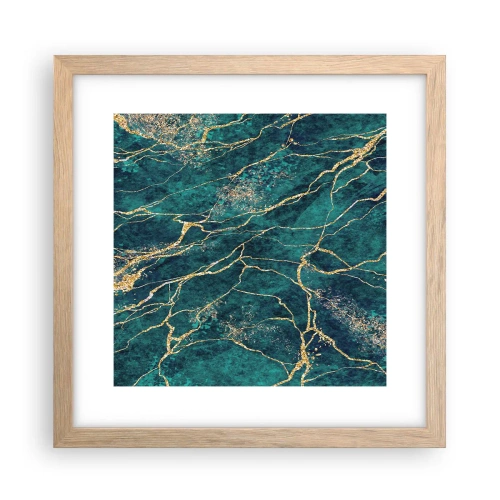 Pôster com moldura de carvalho claro - Veia dourada - 30x30 cm