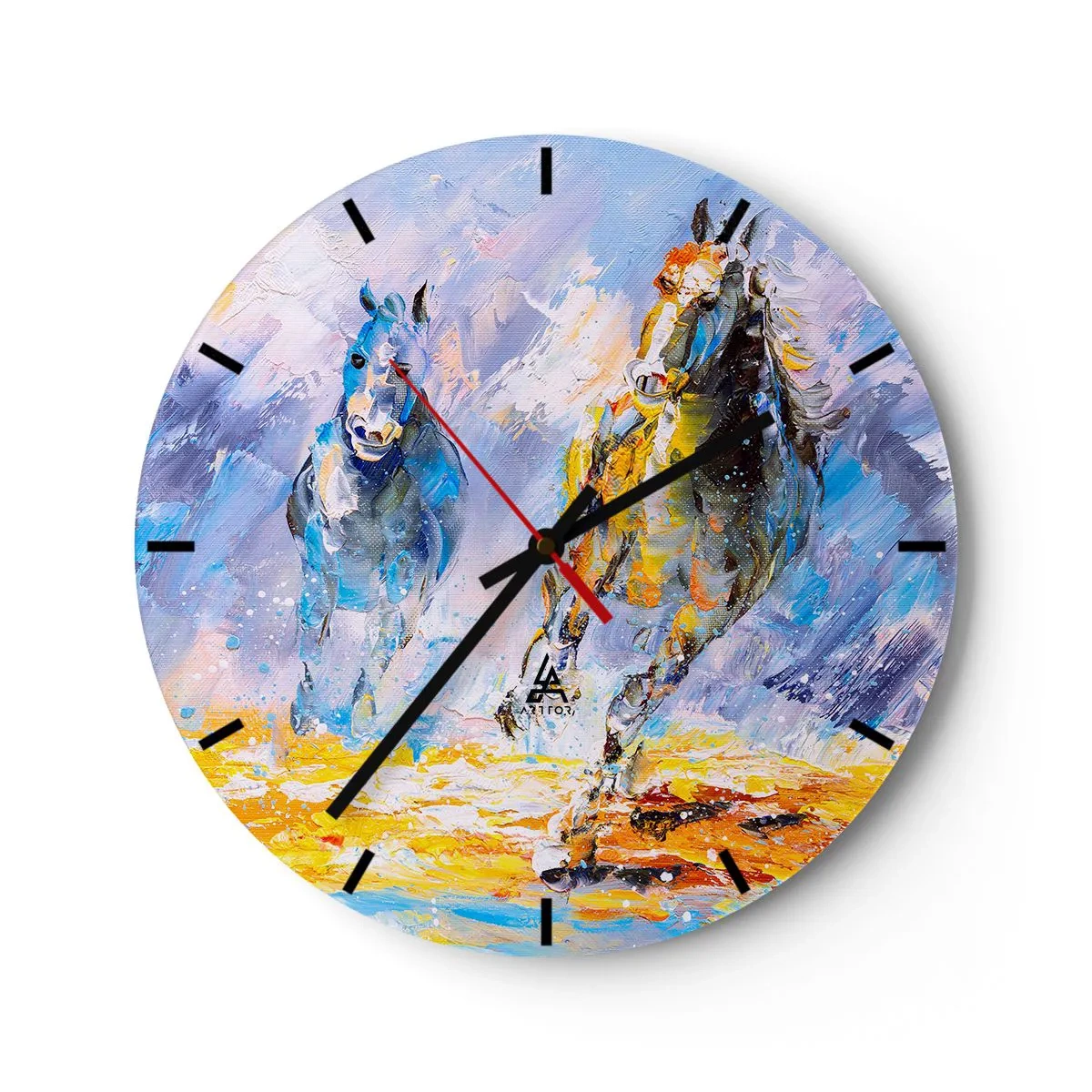 Relógio de parede - Relógio em vidro - Galopando através do brilho - 40x40 cm