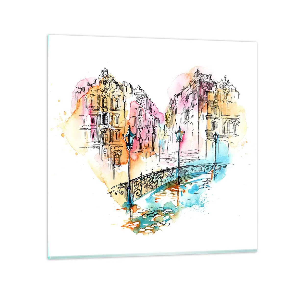 Quadro em vidro - O coração da cidade - 70x70 cm
