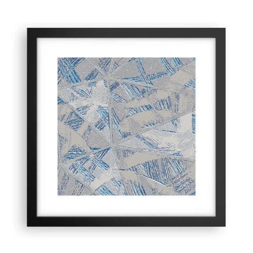 Pôster com moldura preta - Em um labirinto azul e cinza - 30x30 cm