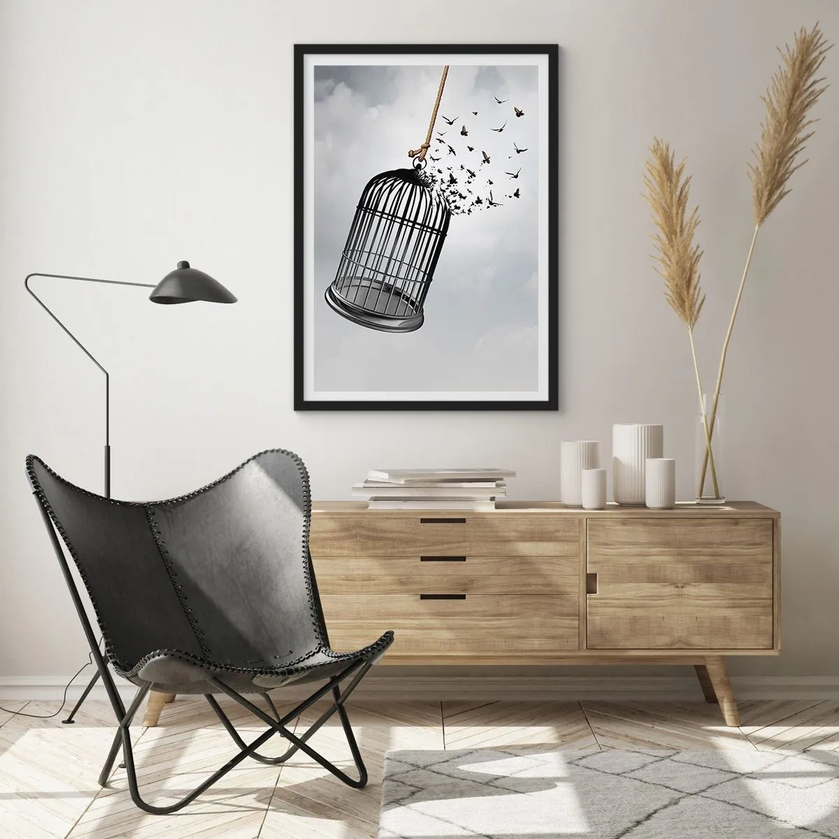 Pôster com moldura preta - Fé... Esperança... Liberdade! - 70x100 cm